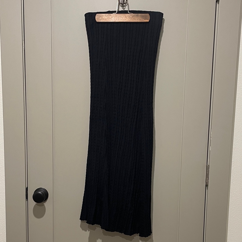 Soft Surroundings Knit Black Flared Maxi Skirt, PXS, SUPER STRETCHY